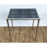 SIDE TABLE, by Forwood Design, faux shagreen top, silver-tone metal frame, 60cm high, 60cm wide,