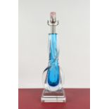 PAOLO MOSCHINO TABLE LAMP, twisted blue glass design, 53cm H.