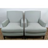 BESPOKE SOFA LONDON ARMCHAIRS, a pair, green fabric upholstered, 80cm W x 85cm D x 92cm H. (2)