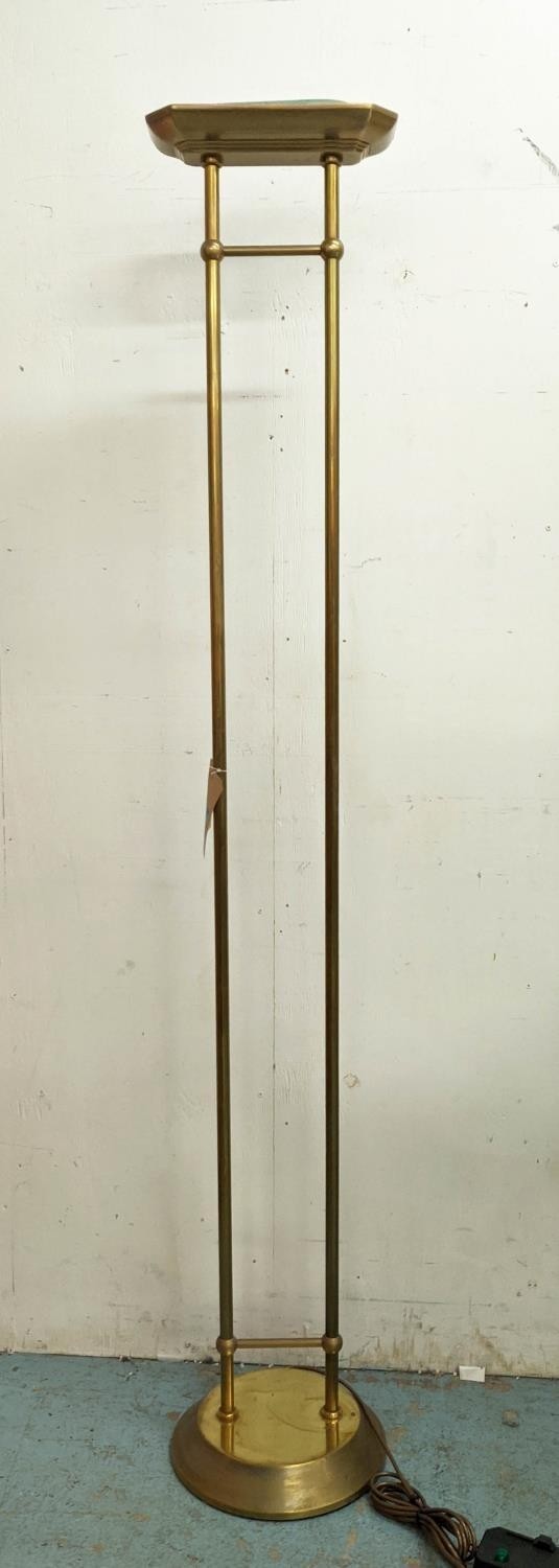 UPLIGHTER FLOOR LAMP, French Art Deco style, gilt metal, 180cm H.