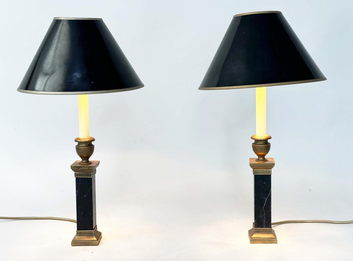TABLE LAMPS BY BESSELINK AND JONES, a pair, marble and gilt metal mounted of square section column- - Image 4 of 23