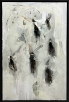 BEN LOWE (B 1976), Hoi Polloi', oil on canvas, 90cm x 55cm, label verso, framed.