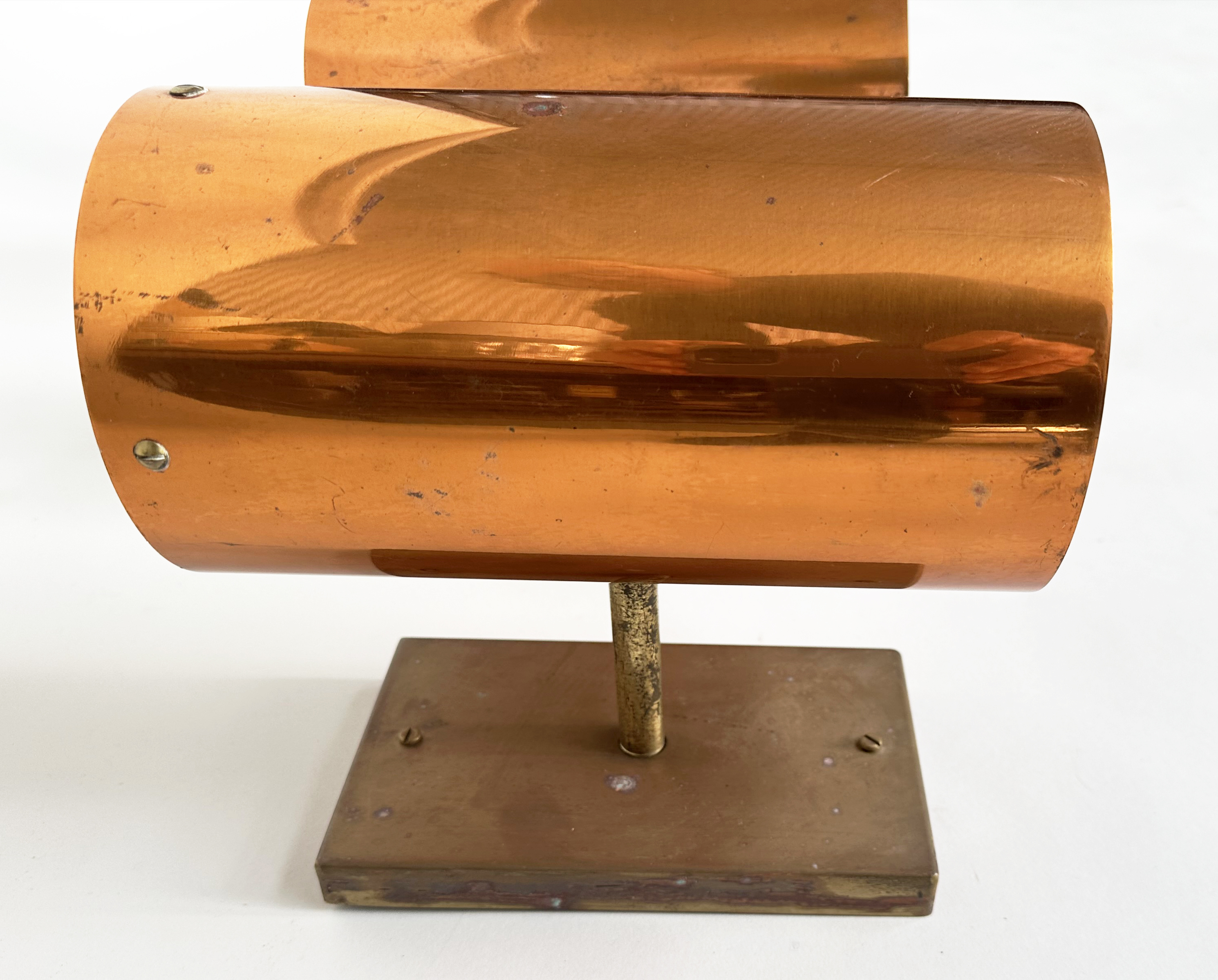 WALL LIGHTS, a set of four 1960s tubular solid copper and solid brass heavy duty, 23cm H x 13cm - Image 8 of 20