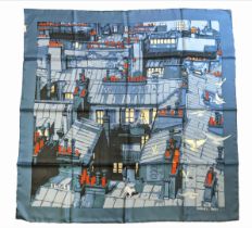 HERMÈS SCARF, 'Les toits de Paris' by Dimitri Rybaltchenko, first issued in 2006, made in France,