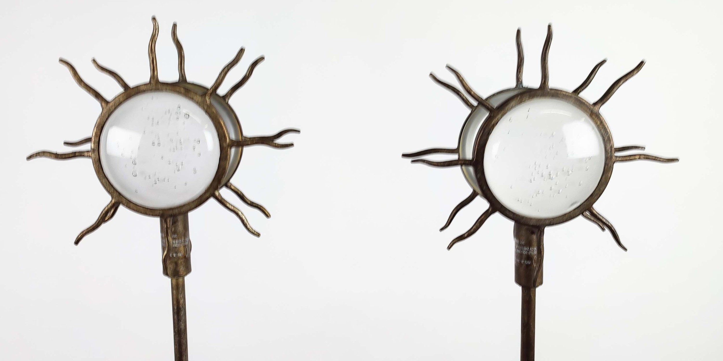 PAOLO MOSCHINO SUNBURST FLOOR LAMPS, a pair, 147cm H. (2) - Image 4 of 14