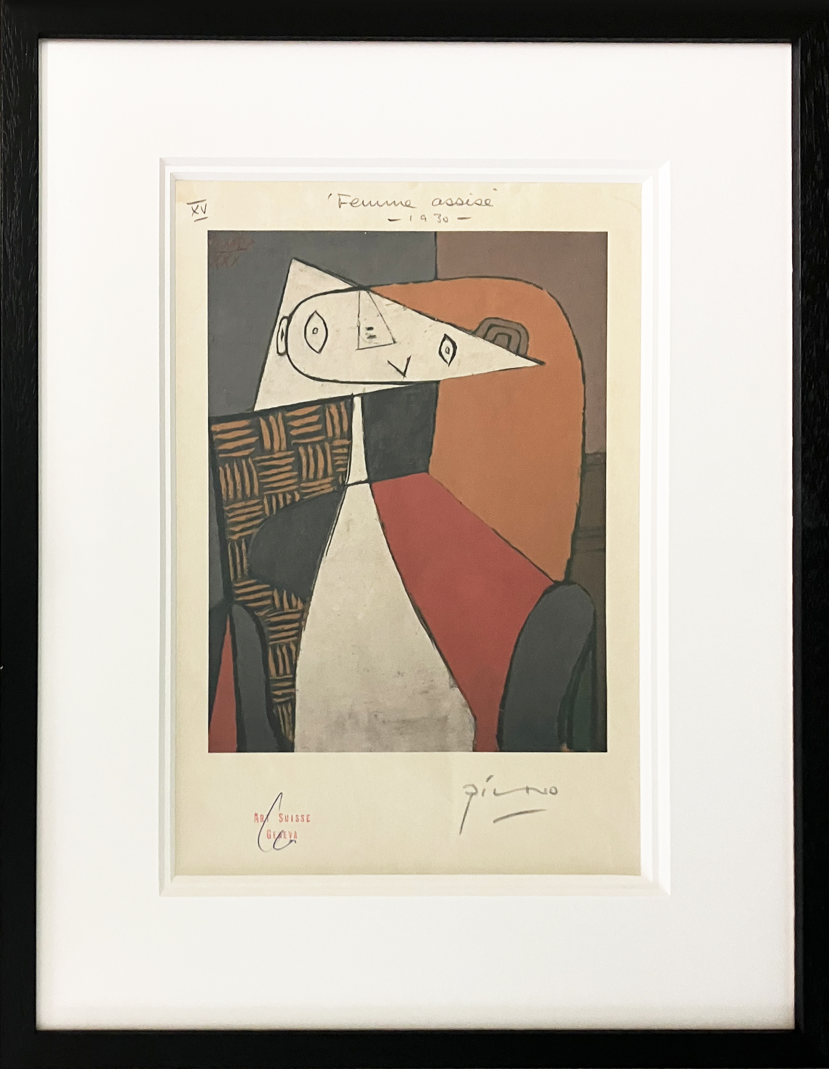 PABLO PICASSO, 'Femme assise', lithograph, 28cm x 18cm, with signature in pencil, stamped "Art