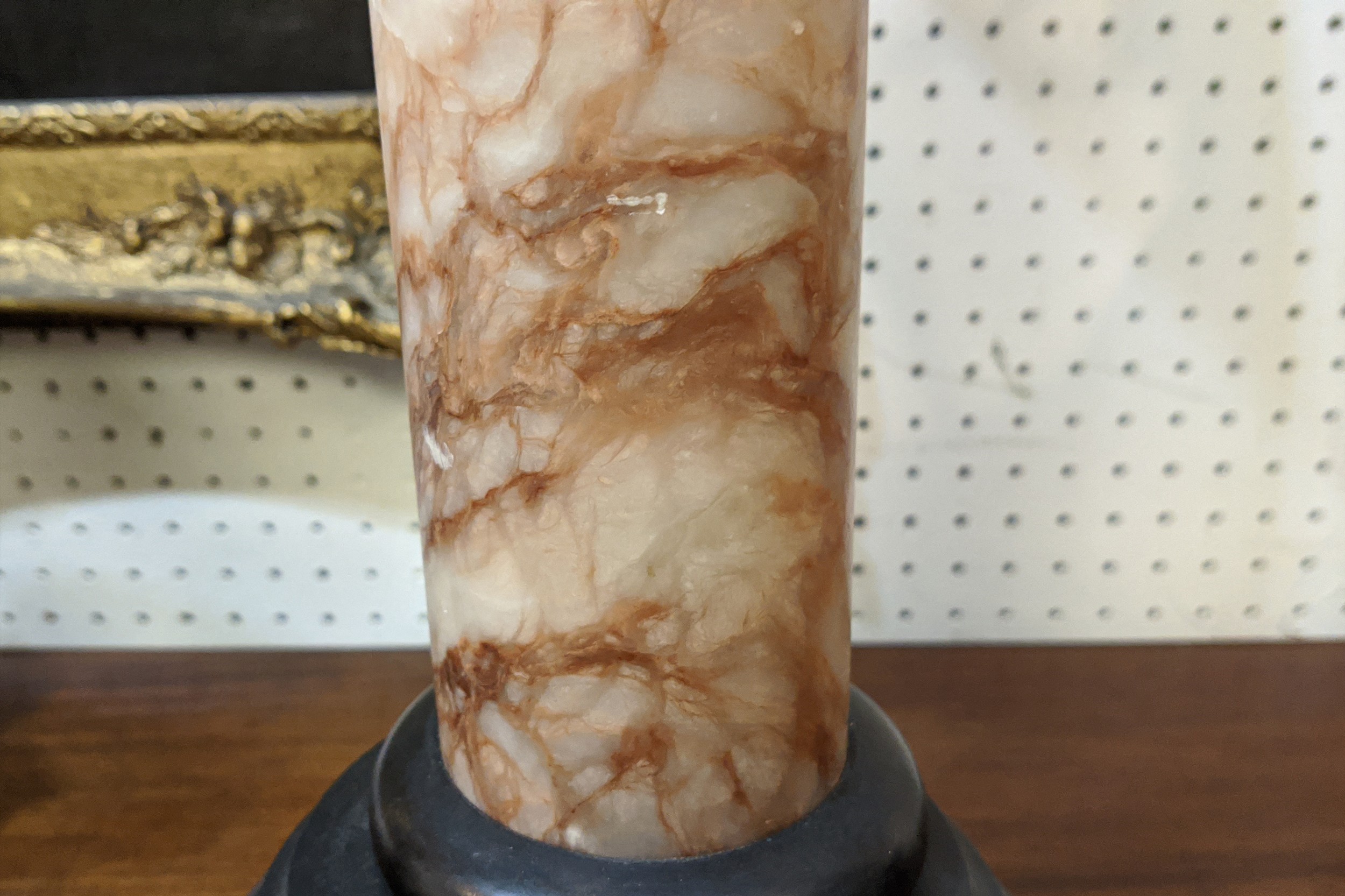 COLUMN LAMPS, a pair, circa 1920s, grand tour style alabaster column form with stepped bronze - Image 10 of 17