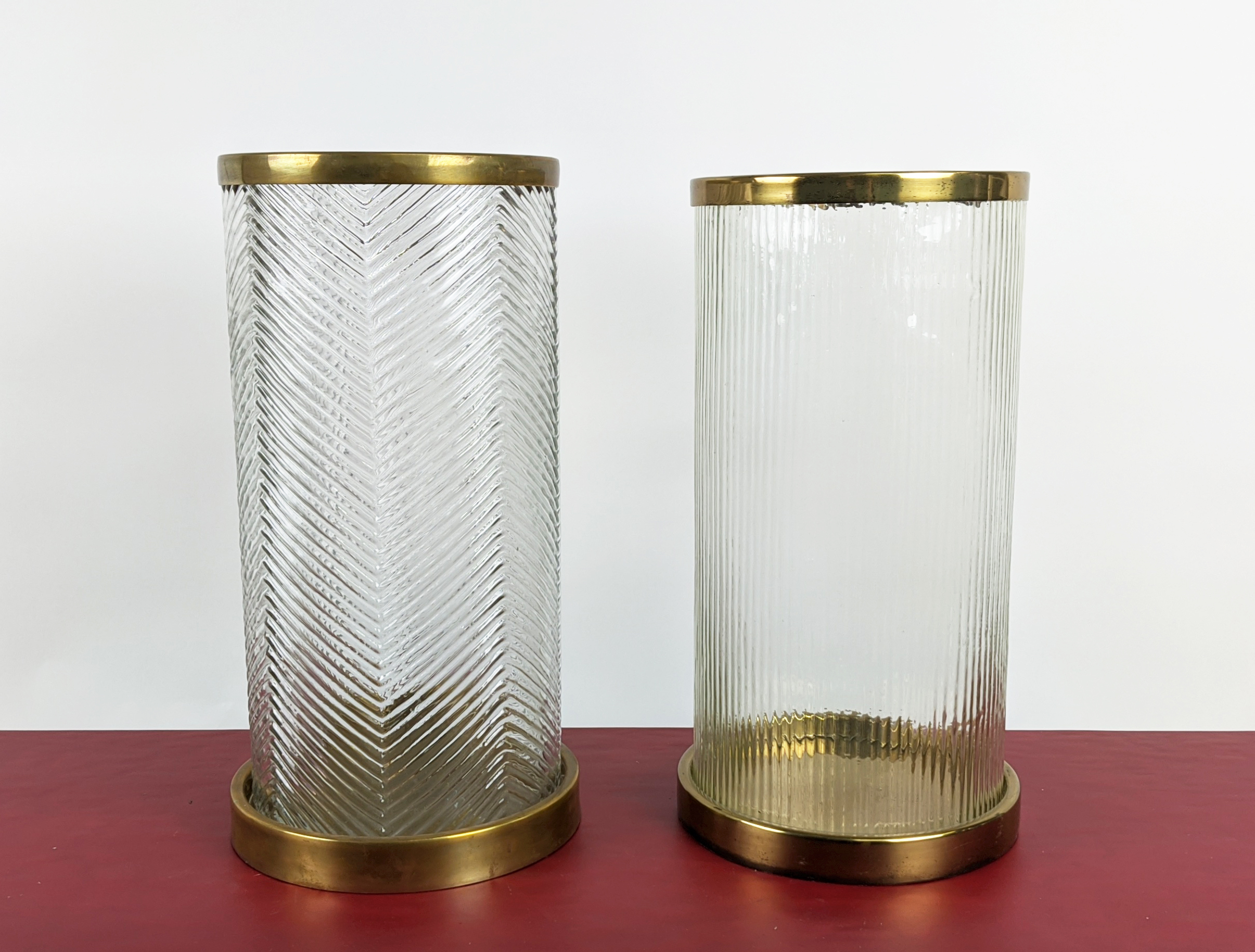 EICHHOLTZ HURRICANE LANTERNS, a pair, 23cm diam x 43.5cm H. (2)