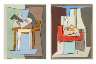 PABLO PICASSO, a pair of rare cubist pochoirs (after the 1920 watercolours), signed in the plate,