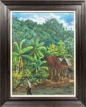 ERIC SMITH (B.1932, St Andrew, Jamaica), 'Hills of Porus, Jamaica', oil on canvas, 60cm x 45cm,