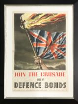 WORLD WAR II POSTER, 'Join the Crusade, Buy Defence Bonds', screenprint, 85cm x 49cm, framed (