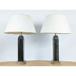 VAUGHAN TABLE LAMPS, a pair, antiqued mirrors with shades. (2)