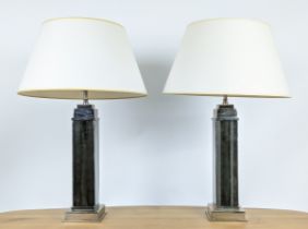 VAUGHAN TABLE LAMPS, a pair, antiqued mirrors with shades. (2)