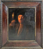MANNER OF GODFRIED SCHALKEN (1643-1705), 'Young Man with Candle', oil on canvas, 57cm, framed, (
