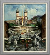 GIANI, 'Spanish Steps, Rome', oil on canvas, 59cm x 49cm, signed, framed.