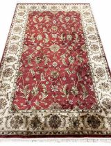 FINE INDIAN MAHARA SILK RUG, 243cm x 153cm.