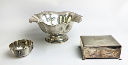 AN AUSTRO-HUNGARIAN SILVER PEDESTAL BOWL, of flared form with lobed body, footed base, probably late