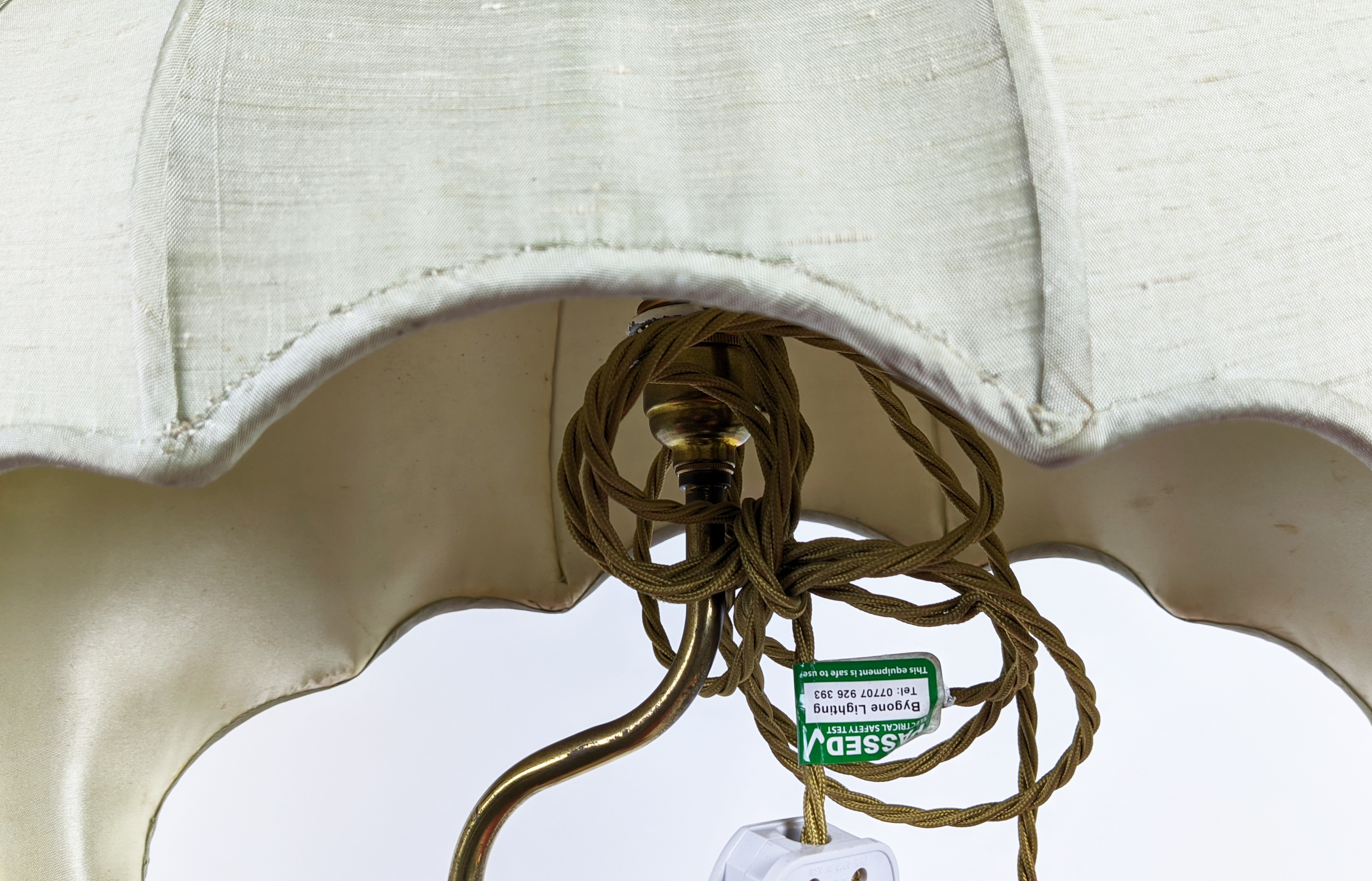MANNER OF JAMES MONT BUDDHA TABLE LAMP, with silk shade, vintage 20th century, 75cm H. - Image 14 of 17