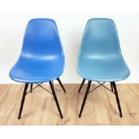 VITRA CHAIRS DSW, a set of eight, by Charles and Ray Eames, Royal blue along with two in a differing