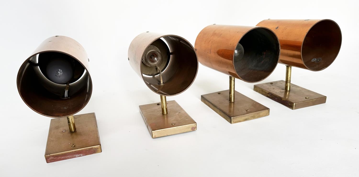 WALL LIGHTS, a set of four 1960s tubular solid copper and solid brass heavy duty, 23cm H x 13cm - Image 9 of 20