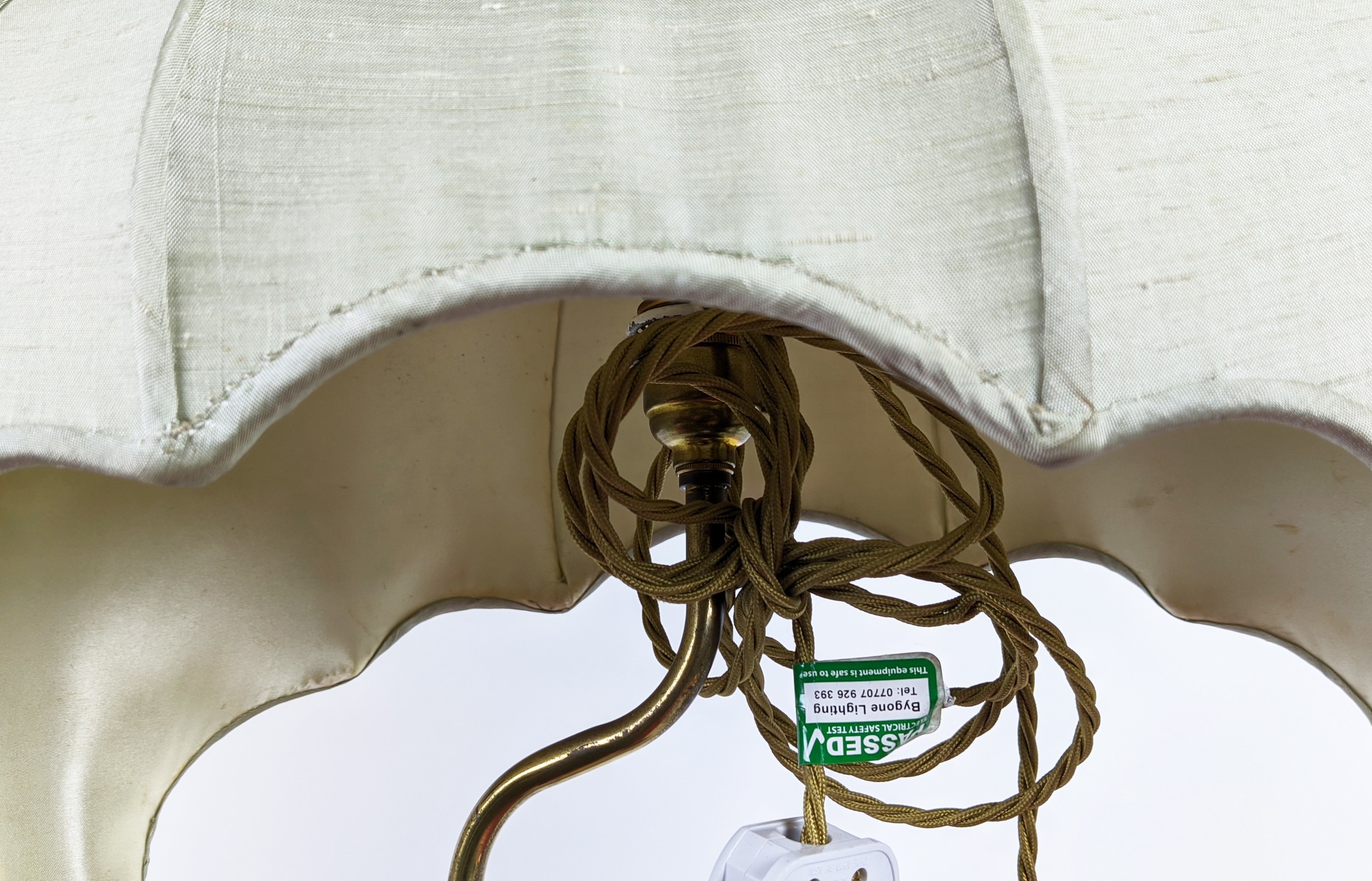 MANNER OF JAMES MONT BUDDHA TABLE LAMP, with silk shade, vintage 20th century, 75cm H. - Image 12 of 17