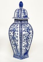 TEMPLE VASE, Chinese blue and white ceramic, 62cm H.
