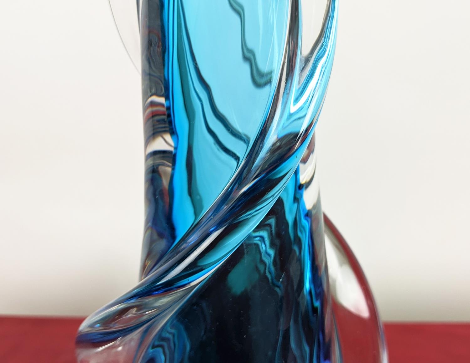 PAOLO MOSCHINO TABLE LAMP, twisted blue glass design, 53cm H. - Image 10 of 11