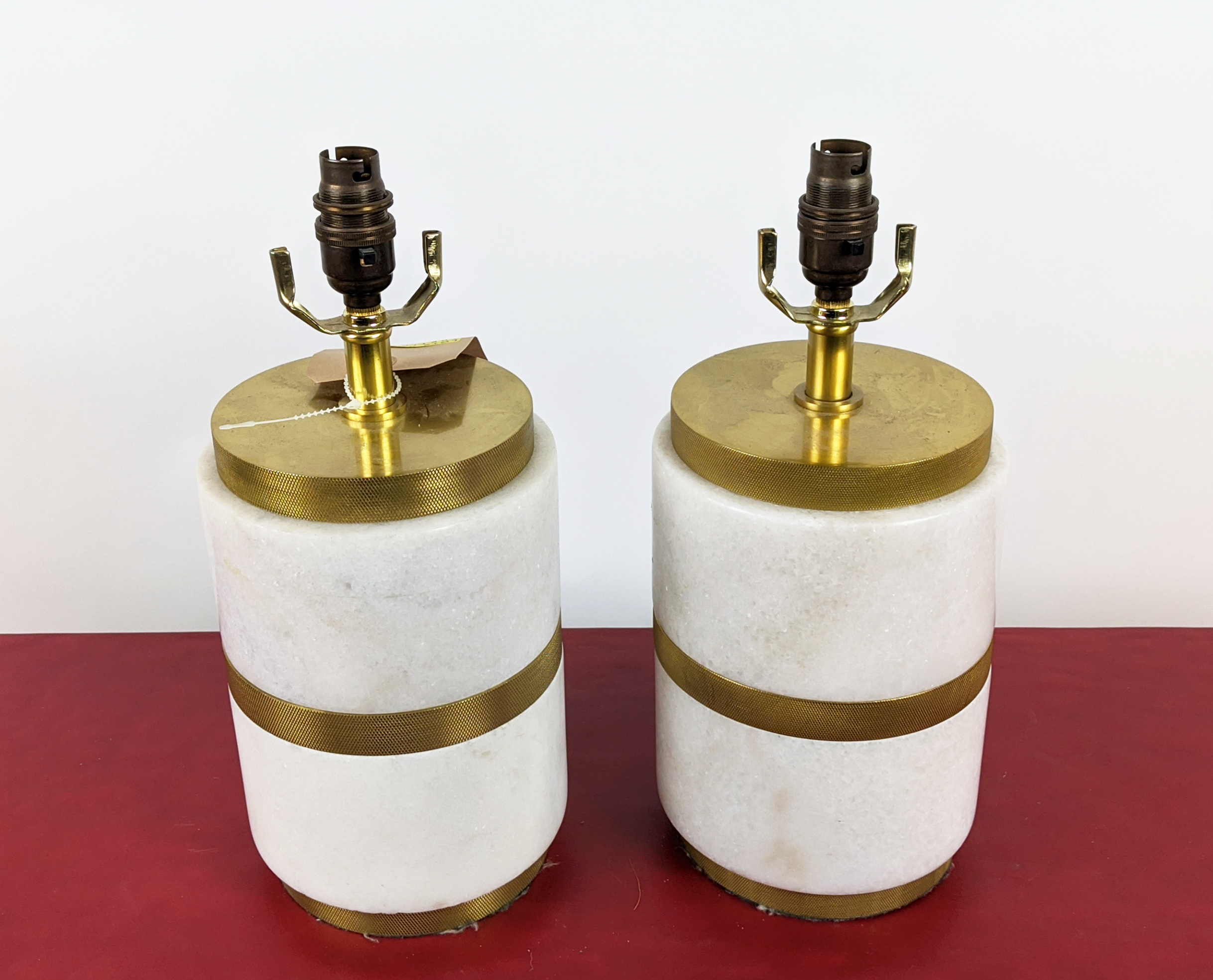 PAOLO MOSCHINO WYATT TABLE LAMPS, a pair, marble and gilt metal, 33cm H. (2) - Image 5 of 11