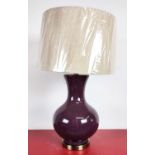 PAOLO MOSCHINO AUBERGENE TABLE LAMPS, a pair, with shades, 72cm approx, differing colour shade
