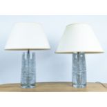 VAUGHAN TABLE LAMPS, a pair, glass with shades. (2)
