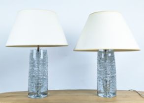 VAUGHAN TABLE LAMPS, a pair, glass with shades. (2)