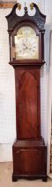 LONGCASE CLOCK, George III eight day mahogany, made by Caleb Evans of Bristol, silvered chapter