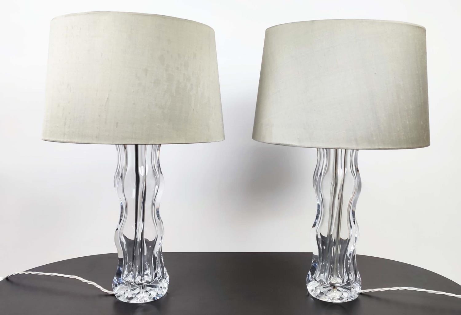 VAUGHAN TABLE LAMPS, a pair, glass with shades. (2) - Image 2 of 20