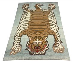 FINE TIBETAN TIGER CARPET, 297cm x 200cm.