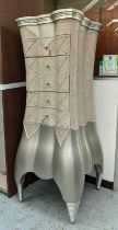 TALL CHEST, 170cm H x 70cm W, with mock crocodile and diamante bodice detail.