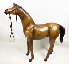 MODEL STALLION HORSE, tanned leather clad, 98cm x 98cm.