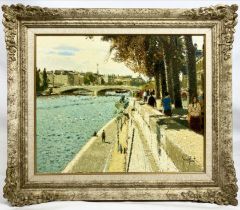 GERARD PASSET (1936-2013), 'Pont Des Invalides and Port Des Champs Elysees', oil on canvas, 49.5cm x