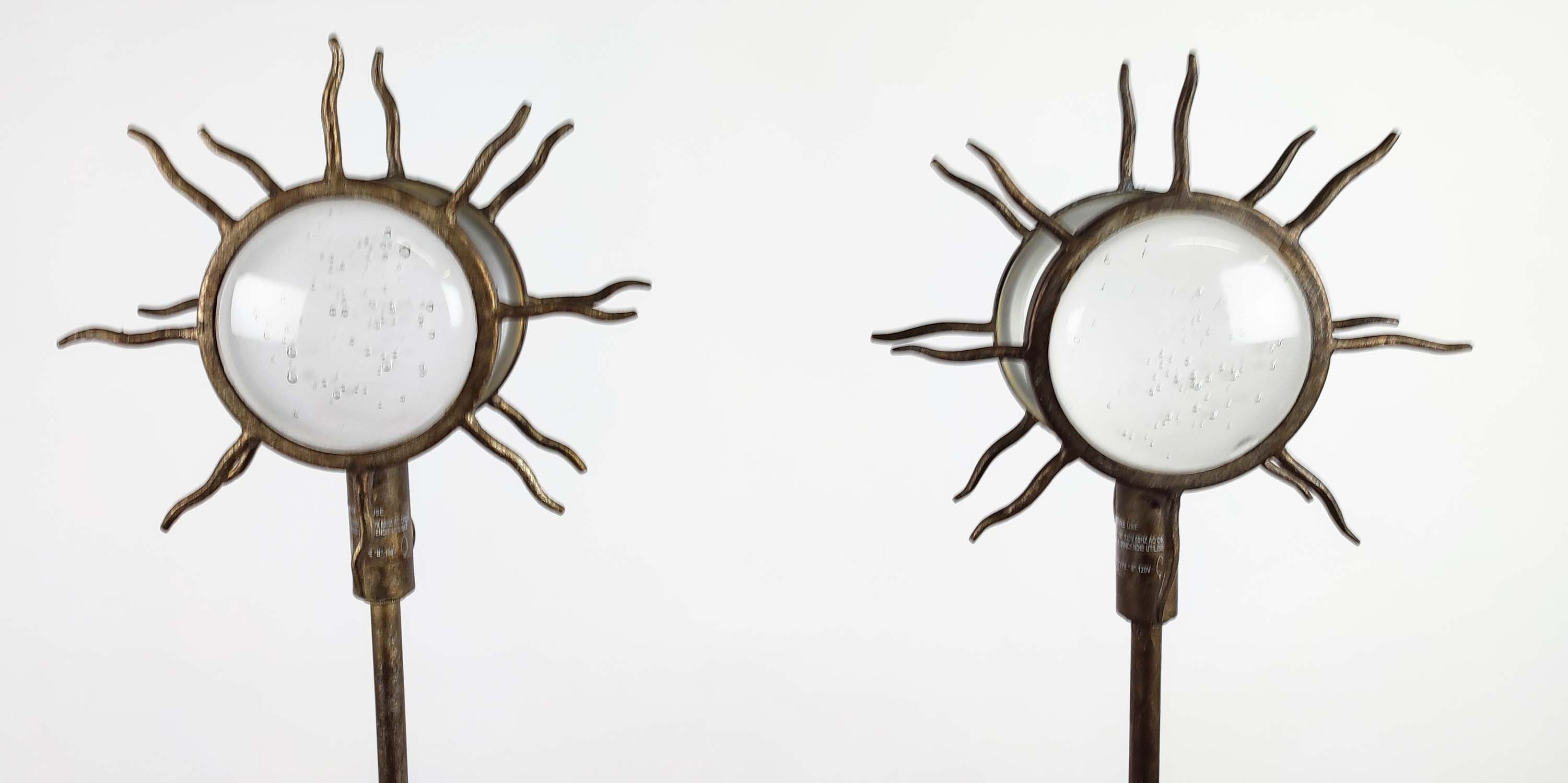 PAOLO MOSCHINO SUNBURST FLOOR LAMPS, a pair, 147cm H. (2) - Image 5 of 14