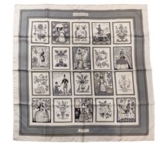 HERMÈS SCARF, 'Imagerie' by Maurice Tranchant first issued in 1967, made in France, silk, 90cm x