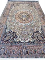 FINE PURE SILK TEHRAN DESIGN CARPET, 295cm x 180cm.