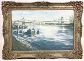 ALAN SHERWOOD-PAGE (1939-2018), 'Hammersmith Bridge', oil on canvas, signed, framed.
