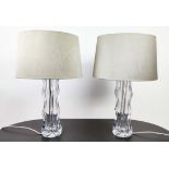 VAUGHAN TABLE LAMPS, a pair, glass with shades. (2)