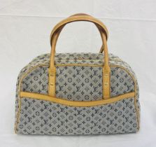 LOUIS VUITTON MARIE BAG, blue monogrammed canvas with leather top handles and trims, zippered top