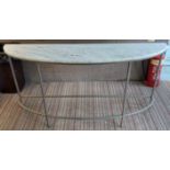 TOM FAULKNER MADISON DEMI LUNE CONSOLE TABLE, marble top, 145cm x 35cm x 75cm.