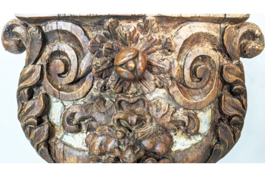 WALL MOUNTED BRACKETS, a pair, hand carved in the Rococo style, with plinth tops supported by scroll - Image 10 of 14