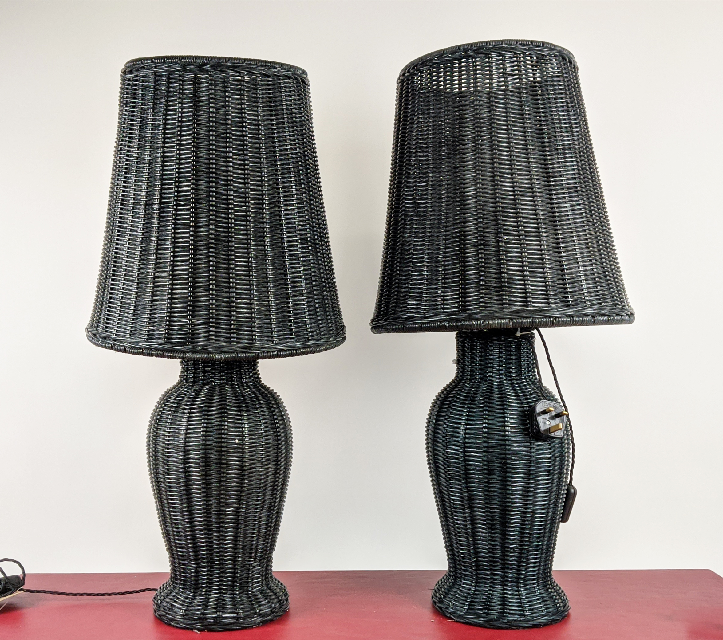 PAOLO MOSCHINO NOVA TABLE LAMPS, a pair, with shades, 82cm H. (2)