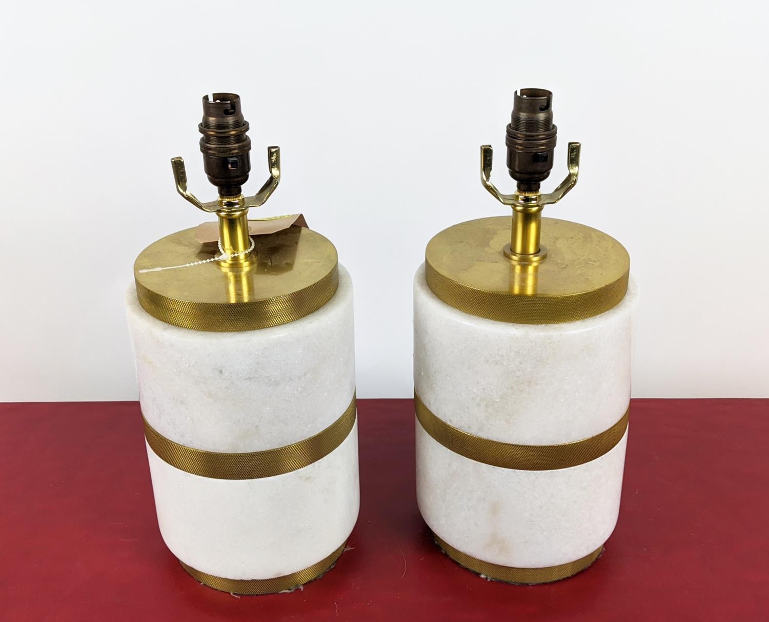 PAOLO MOSCHINO WYATT TABLE LAMPS, a pair, marble and gilt metal, 33cm H. (2) - Image 4 of 11