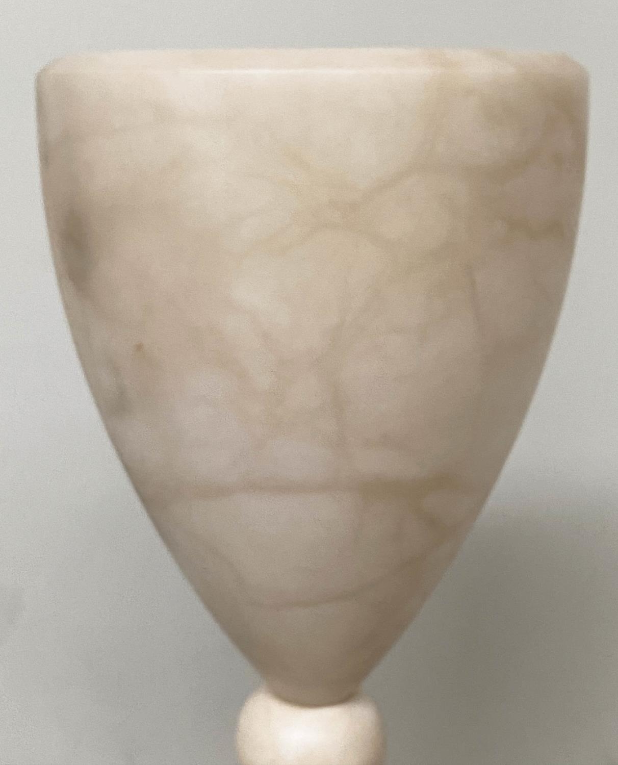 ALABASTER LAMP, vase form with bevelled cut glass stepped base, 39cm H. - Image 3 of 15