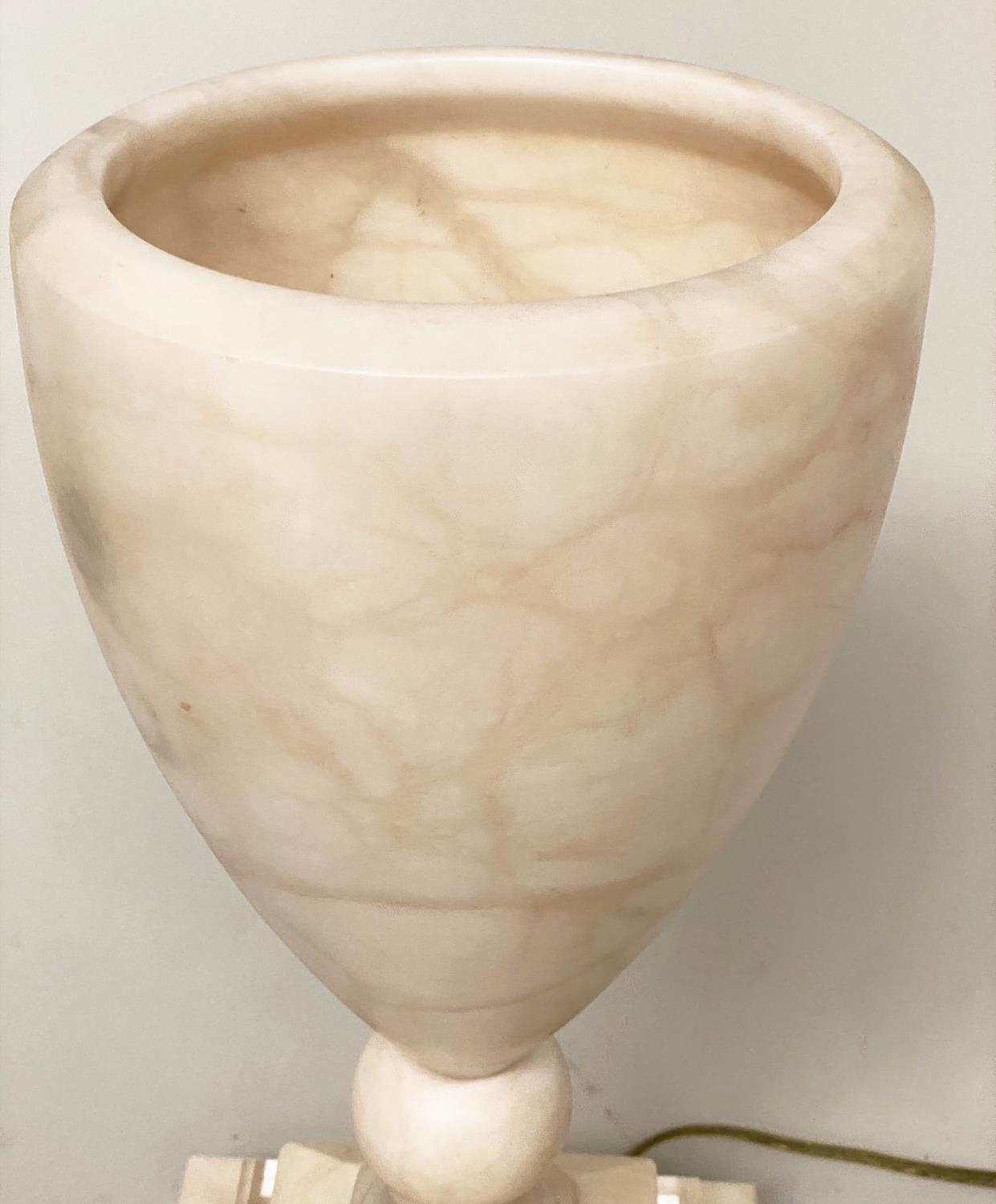 ALABASTER LAMP, vase form with bevelled cut glass stepped base, 39cm H. - Image 11 of 15