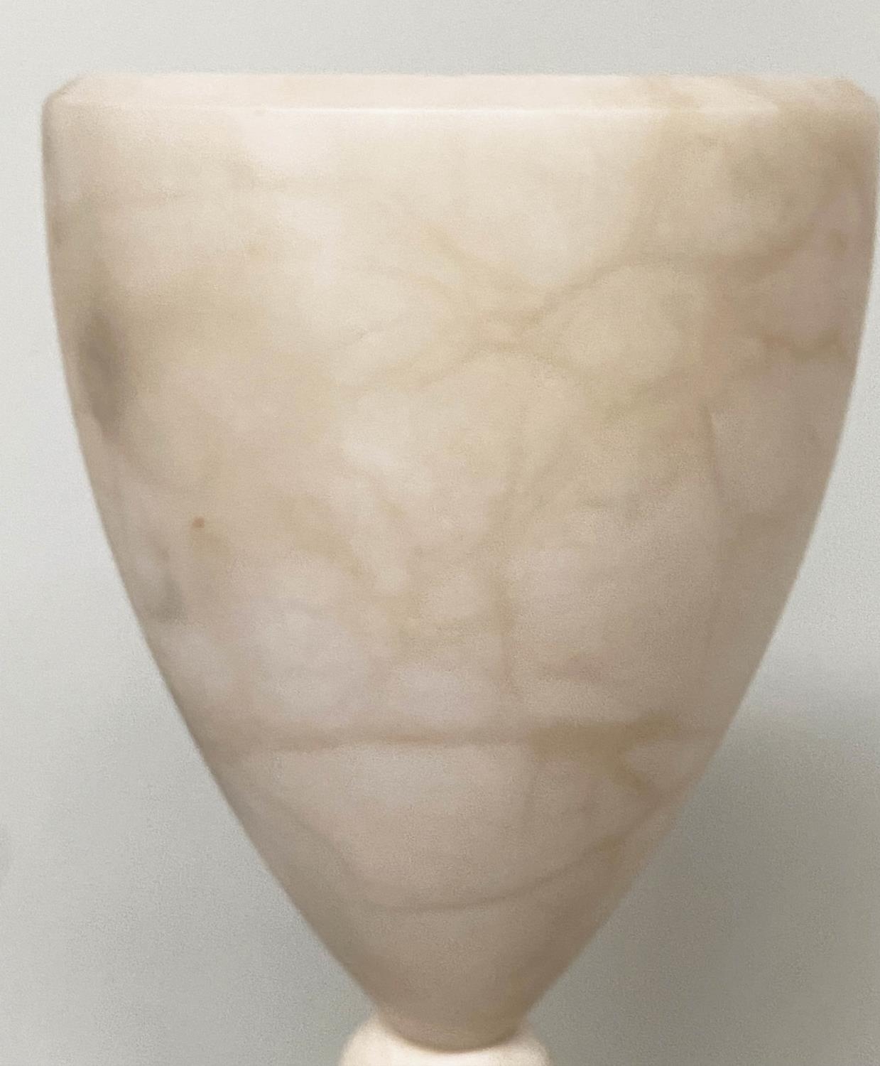 ALABASTER LAMP, vase form with bevelled cut glass stepped base, 39cm H. - Image 13 of 15